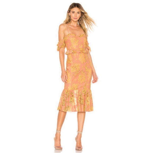 MAJORELLE NWT Sashi Midi Dress in Golden Blush - Picture 11 of 11